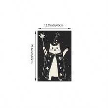 1pc Wizard Cat Wall Art Picture Vintage Linocut Style Magic Cat Canvas Print Paintings|Black And White Celestial Witchy Cat Decor For Bedroom,Living Room Or Office Home Decor,Mystical Astrology Animal Poster,Unique Gift For Her,Unframed,Wooden Hanger Frame Or Framed - Pattern - View 14