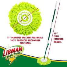 L2ozm0hg Libman Lightning Spin Mop System Plus 3 Refill Head Mop And Bucket With Wringer Set Floor Mop Spin Mop Libman Mop Mops For Floor Cleaning Hardwood Floor Mop 4 Total Mop Heads Included - Trắng - Xem 4