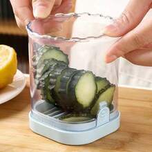 1PC Manual Vegetable Slicer Cup Chopper - A Vegetable Slicer With Rectangular Blades And A Container, Portable Design, Easy To Clean Blades, Very Suitable For Strawberries, Bananas, Cucumbers, Onions, Mushrooms, Etc. It Can Be Used For Preparing, Slicing, Shredding, And Chopping Vegetables, Vegetable Shredders - Multicolor - View 11