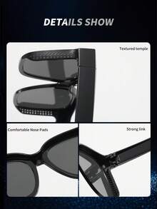 1 Pair Oversized Square Frame Glasses, Minimalist Versatile Design, Fits Over Prescription Glasses, Suitable For Outdoor Gatherings, Vacations, Driving, Also Can Be Used As Photo Props - 彩色 - 查看 3