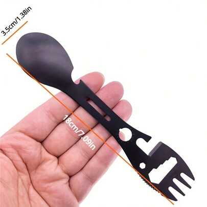 10-In-1 Multifunctional Outdoor Spork, Stainless Steel Spoon With Bottle Opener, Fork And Knife Combo, Hiking Camping Utensils