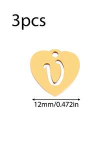 3个/套 心形吊坠 不锈钢英文字母吊坠 A-Z 字母饰品，适用于手工手链、耳环等珠宝制作 - 吊墜 - 查看 11
