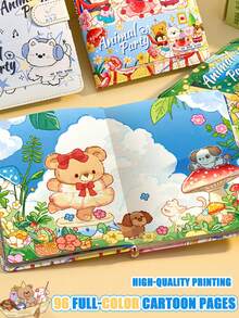 High-Quality Stationery Notebook, Cute Leather Cover Magnetic Closure Notebook, Student Portable Notebook With Cartoon Stickers, Colorful Pages Diary Notebook, Daily Journal Notebook With Exquisite Stickers - 1 Set - View 3