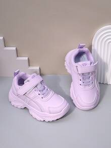 2026春夏新款儿童真皮运动鞋，软底防滑运动鞋，适合幼儿/大童男孩/女孩，魔术贴搭扣，休闲学生鞋 - 紫色 - 查看 5