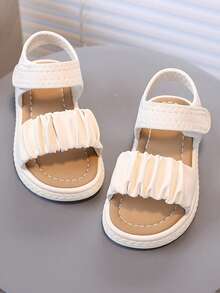 1 Pair Kids' Colorful Beach Sandals, New Summer Fashion Open Toe Outdoor Soft Bottom Non-Slip Beach Shoes For Girls - Beige - View 4