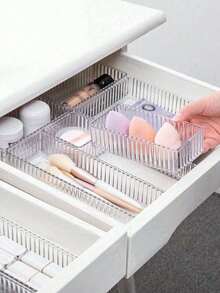 7/6pcs Transparent Drawer Style Storage Boxes, Makeup Organizer, Drawer Divider Tool, Bathroom Essentials, Bedroom Must-Have, Travel Essential, Back To School - Clear - View 5