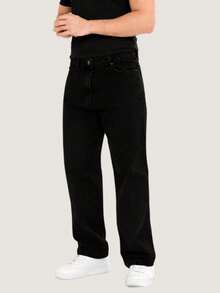 Balloon Pants, Men's Baggy Wide-Leg Jeans, Streetwear, Graphite Gray - 黑色的 - 查看 1