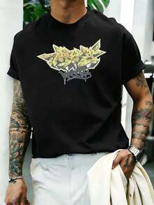 Men Plus Size T-Shirts - Black - View 1