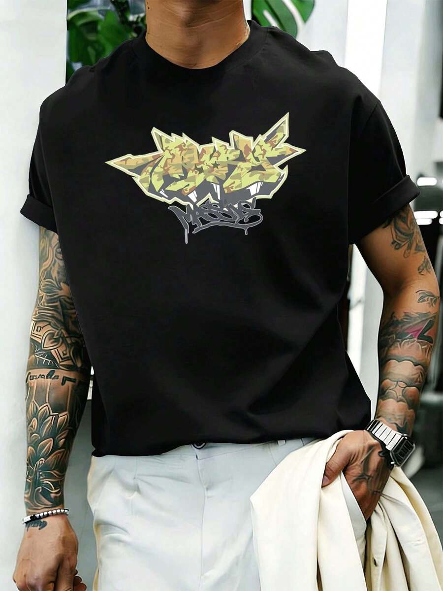 Men Plus Size T-Shirts - Black - View 1