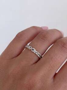 ESBERRY 1pc Minimalist Elegant Infinity Symbol Ring, Suitable For Daily Wear, Perfect As Birthday Gift Or Jewelry For Friends - Infinite Twist Ring - View 3