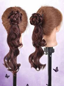 Băng đô búi tóc cao và buộc lệch bên cho nữ, tóc giả tổng hợp, tăng độ dày tự nhiên, kiểu hoa cài đầu, phù hợp cho phụ nữ sử dụng hàng ngày và các buổi tụ họp. - Nhiều màu - Xem 3