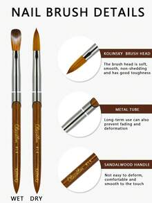 Cọ vẽ móng OLASALON 100% lông chồn, cán gỗ đàn hương, đầu kim loại (màu nâu), thích hợp cho móng gel, móng acrylic, dụng cụ chuyên nghiệp tại salon làm móng, tự làm móng tại nhà. - màu nâu - Xem 4