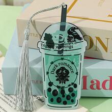 Fantasy Readers/Romantic Readers/Dark Romantic Themed Delicious Pearl Milk Tea Shaped Acrylic Colored Bookmarks, Cute Reading Page Design, Party Decorations, Reading Decorations, Learning Markers, Writing Helpers, Suitable For Book Lovers, Readers, Writers, Women, And Men. - Milk Tea Stick - View 10