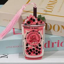 Fantasy Readers/Romantic Readers/Dark Romantic Themed Delicious Pearl Milk Tea Shaped Acrylic Colored Bookmarks, Cute Reading Page Design, Party Decorations, Reading Decorations, Learning Markers, Writing Helpers, Suitable For Book Lovers, Readers, Writers, Women, And Men. - Milk Tea Stick - View 8