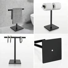 1 pièce Porte-serviette en T en acier inoxydable - Porte-serviette de comptoir pour salle de bain et cuisine, support de rangement polyvalent pour salle de bain, cuisine, chambre, design à la mode pour serviettes, bijoux et plus, noir et argent - Multicolore - Voir 8