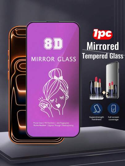 高清彩色镜面玻璃屏幕保护膜，适用于 17/17 Pro Max/17 Pro/17 Air/16/15/14/13/12/11 系列 - 防刮花高品质彩色薄膜，防指纹，镜面屏幕保护膜，智能手机配件，设备保护