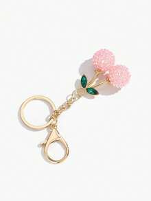 1pc Women's Elegant Alloy Crystal Cherry Keychain, Rhinestone Simulated Cherry Bag Charm Gifts For Mother, Father, Graduation, And Teacher - Multicolor - View 5