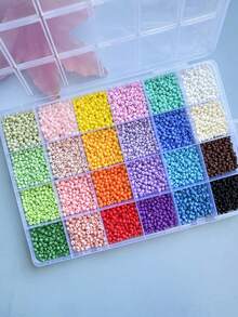 1 Hộp 24 Hạt cườm thủy tinh 3mm màu sắc thời trang, bộ dụng cụ tự làm trang sức, phụ kiện hạt cườm rời - Bộ hạt cườm 3mm - Xem 7