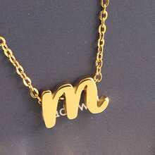 1pc Minimalist Stainless Steel 26 Initial Letter Necklace Pendant, Suitable For Commuting And Daily Wear - Yellow Gold - View 12