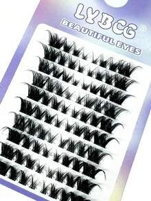 10盒/80片 DIY狐狸款单根假睫毛，C型卷翘，8mm/10mm/12mm/14mm混合长度，DIY睫毛嫁接，自然妆效，自粘式，蓬松纤细，人造貂毛，手工制作，适合日常或派对DIY，可重复使用的睫毛簇，单根假睫毛 - C - 查看 3