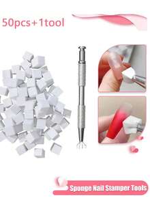 51pcs Sponge Gradient Nail Art Stamper Tools Gel Polish Color Gradient Brush Glitter Powder Dotting Pen For Manicure Tools - White - View 9