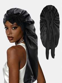 1pc Women's Stretchy Ribbon Long Tube Satin Sleep Cap, Hair Care Cap, Long Hair Head Cover, Suitable For Daily Use - Multicolor - View 28