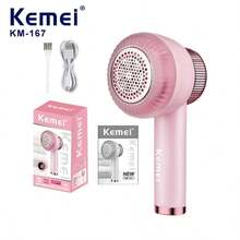 Kemei KM-167 电动剃须刀/织物剃须刀，不锈钢六刀片刀头，三档可调速度，高速电机，适用于衣物 - 不可視集塵盒 - 查看 3