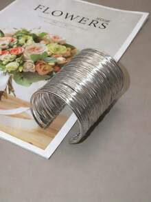 Women's Handmade Wrapped Bangle Bracelet, Suitable For Party, Gift, And Daily Wear - Silver - View 2