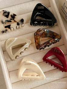 6个琥珀色醋酸纤维迷你发夹，复古简约字母设计，适合女性，夏季发饰，沙滩发夹，度假发夹，夏季沙滩爪夹，旅行发夹 - 彩色 - 查看 3