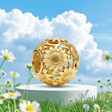 1pc 925 Sterling Silver Hollow Sunflower Bead Pendant, Suitable For DIY Jewelry, Daily Outfit Decoration, Women Gift - Sunflower - View 7