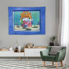 1PC Animation Cute Cartoon Wall Decor Tapestry, Sponge Theme Wall Hanging Bohemian Wall Tapestries Home Decor, Bedroom Decor, Room Wall Hanging, Tapestry, Wall Tapestry - 1PC - Xem 5