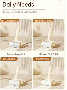 可重复使用的粘毛滚筒替换纸，宠物毛发去除器粘毛滚筒，用于清洁猫狗毛发和灰尘 - 一個手柄 - 查看 7