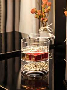 1pc 3/4/5 Tier 360° Rotating Transparent Storage Box, Multi-Functional Jewelry & Cosmetics Organizer - Clear - View 10