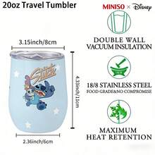 MINISO X Disney Lilo & Stitch & Scrump Retro Logo Insulated Stainless Steel Eggshell Tumbler With Lid,Double-Walled Vacuum Cup For Coffee,Wine,Drinks - 彩色 - 查看 5