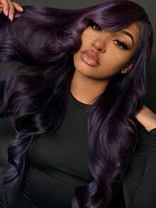 Dark Purple Loose Wave Lace Front Wigs Human Hair No Shedding And  13x4 HD Transparent Violet Purple Glueless Wigs Human Hair Pre Plucked With Baby Hair 250 Density Body Wave Brazilian Virgin Lace Frontal Human Hair Wigs For Women - 深紫色 - 查看 7