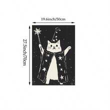 1pc Wizard Cat Wall Art Picture Vintage Linocut Style Magic Cat Canvas Print Paintings|Black And White Celestial Witchy Cat Decor For Bedroom,Living Room Or Office Home Decor,Mystical Astrology Animal Poster,Unique Gift For Her,Unframed,Wooden Hanger Frame Or Framed - Pattern - View 15