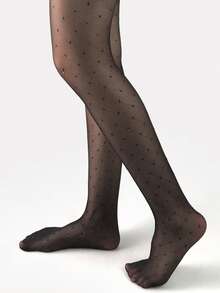 Ultra-Thin Diamond Grid & Polka Dot Silver Thread Pantyhose, Sexy Slimming Stockings, High Elasticity & Snag Resistant - Multicolor - View 6