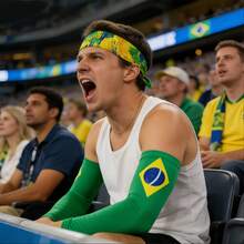 Set de diadema y mangas para el brazo de aficionado al fútbol del equipo nacional, mangas transpirables y protectoras contra el sol, 2 piezas - Multicolor - Ver 2