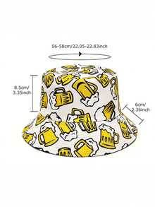 1 chiếc mũ tai bèo hai mặt in hình bia thời trang, thích hợp cho các hoạt động ngoài trời, du lịch, nghỉ dưỡng, đi biển. - A - Xem 3