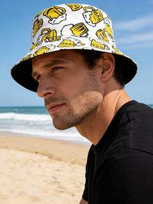 1 chiếc mũ tai bèo hai mặt in hình bia thời trang, thích hợp cho các hoạt động ngoài trời, du lịch, nghỉ dưỡng, đi biển. - A - Xem 2