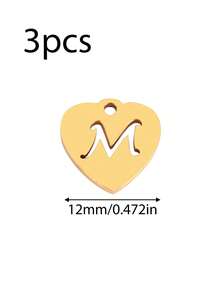3个/套 心形吊坠 不锈钢英文字母吊坠 A-Z 字母饰品，适用于手工手链、耳环等珠宝制作 - 吊墜 - 查看 31
