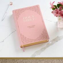 KJV Holy Bible, Giant Print Full-Size Faux Leather Red Letter Edition - Thumb Index & Ribbon Marker, King James Version, Pink (KJV Full Size GP Editions) - 預設 - 查看 4