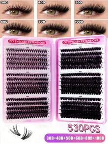 640/280片D型卷翘仿貂毛假睫毛，高密度单片假睫毛，适合新手和专业人士在家DIY。30D+40D+50D+60D+80D+100D混合款式分段式假睫毛册，可打造不同眼妆效果，柔软自然。 - D - 查看 13