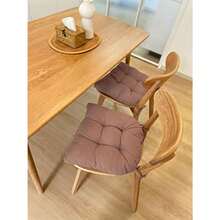 Juego de 4 cojines de silla para sillas de comedor almohadillas para orejas de silla y alfombrilla con lazos para asiento de cocina y computadora 4 unidades 17 x 16 pulgadas café - C y f - Ver 3