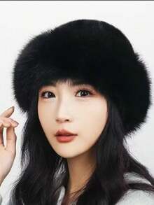 1 Piece New Release Women's Winter Furry Hat, Thick Solid Color Wool Cap, Mongolian European Fashion Autumn - 白色 - 查看 6