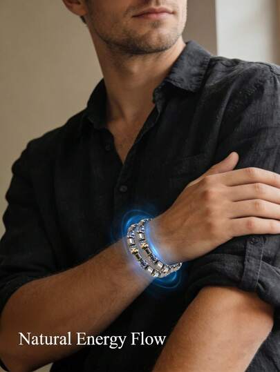 Xiacheng Ensemble de bracelets en hématite pour hommes et femmes, bracelets de perles en pierre naturellement guérissante, bracelets élastiques ajustables. Bracelets de protection, bijoux inspirants qui restaurent la confiance