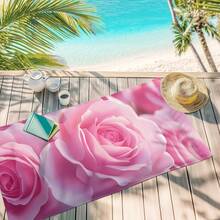 1pc Pink Rose Printed Beach Towel, Super Absorbent Quick Dry Towel For Swimming, Soft And Lightweight Beach Blanket, Suitable For Beach, Swimming, Outdoor, Travel (40*80CM Very Small) - A - View 7