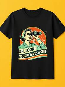 Camiseta de Mujer con Estampado Gráfico, Manga Corta, Cuello Redondo, Elegante Diseño de Anime, Corte Regular, Suave al Tacto, Top Casual de Verano y Primavera, Ropa Cómoda para Uso Diario. - Negro - Ver 5