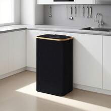 100L Bamboo Frame Deposit Bottle Recycling Bin | Foldable Large Trash Can Laundry Basket For Bottles Cans Storage, Home Kitchen Bathroom - Multicolor - View 3