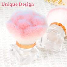 1 Pc Women Pink Soft Bristle Nail Dust Brush, Rose Shape Gentle Nail Dust Powder Remover, Manicure Cleaning Tool For Acrylic Nails, Home & Salon Use - 彩色 - 查看 7